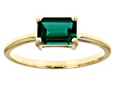 Green Lab Created Emerald 10k Yellow Gold Solitaire Ring .80ct