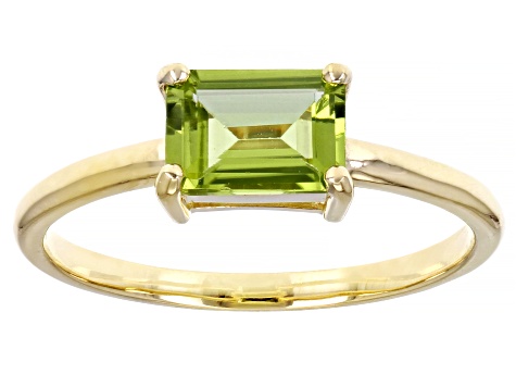 Green Peridot 10k Yellow Gold Solitaire Ring .87ctw