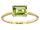 Green Peridot 10k Yellow Gold Solitaire Ring .87ctw