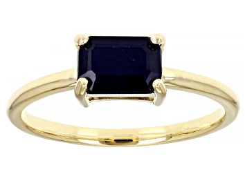 Picture of Blue Sapphire 10k Yellow Gold Solitaire Ring 1.02ctw