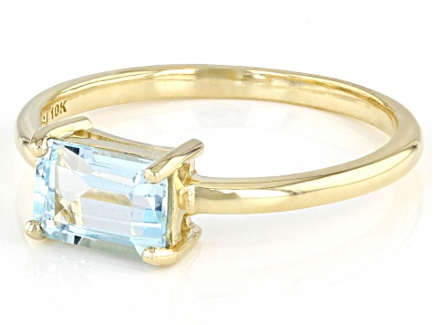 Blue Topaz 10k Yellow Gold Solitaire Ring 1.05ct