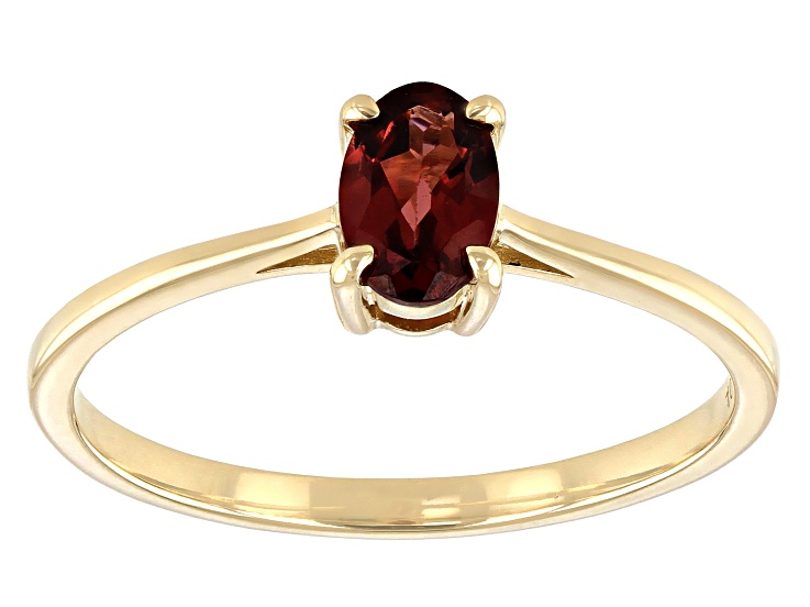 10k Yellow Gold online with Red Stone Heart Ring Size: 6.5