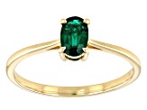 Green Lab Created Emerald 10k Yellow Gold Ring 0.32ct