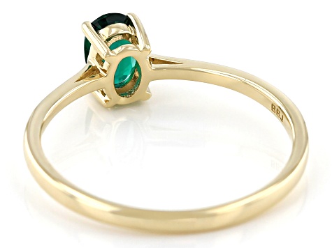 Green Lab Created Emerald 10k Yellow Gold Ring 0.32ct