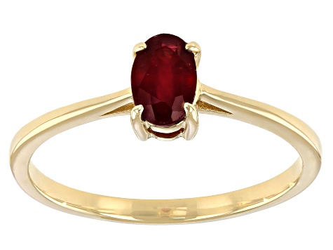 Red Mahaleo® Ruby 10k Yellow Gold Ring 0.61ct