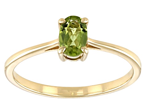 Green Peridot 10k Yellow Gold Ring 0.40ct