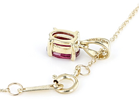 Red Garnet 10k Yellow Gold Pendant With Chain 0.45ct