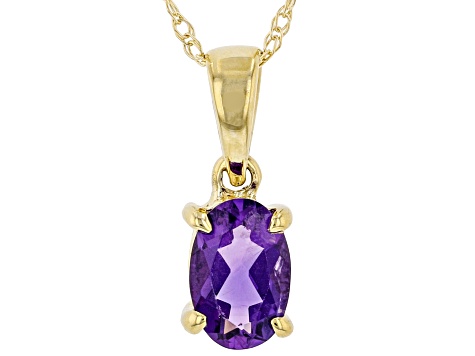 Purple Amethyst 10K Yellow Gold Pendant With Chain 0.34ct