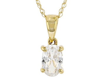 Picture of White Zircon 10K Yellow Gold Pendant With Chain 0.58ct