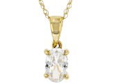 White Zircon 10K Yellow Gold Pendant With Chain 0.58ct