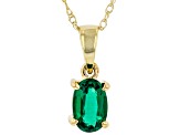 Green Lab Created Emerald 10K Yellow Gold Pendant With Chain 0.32ct
