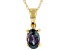 Blue Lab Created Alexandrite 10K Yellow Gold Pendant With Chain 0.40ct