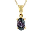 Blue Lab Created Alexandrite 10K Yellow Gold Pendant With Chain 0.40ct