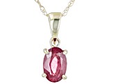 Red Ruby 10K Yellow Gold Pendant With Chain