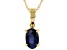 Blue Sapphire 10K Yellow Gold Pendant With Chain 0.48ct