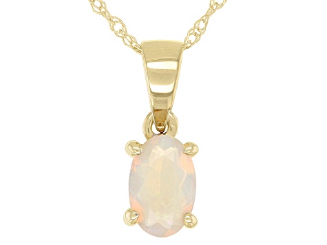 Multicolor Ethiopian Opal 10k Yellow Gold With Chain 0.20ct