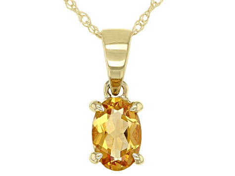 Yellow Citrine 10k Yellow Gold Pendant With Chain 0.34ct