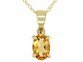 Yellow Citrine 10k Yellow Gold Pendant With Chain 0.34ct
