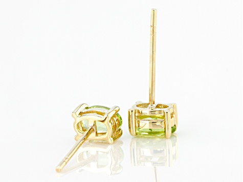 Green Manchurian Peridot(TM) 10k Yellow Gold Stud Earrings 0.85ctw