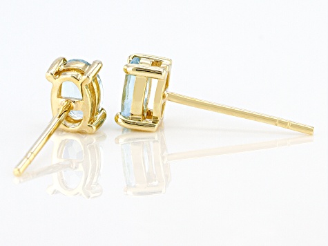Blue Topaz 10k Yellow Gold Stud Earrings 0.92ctw