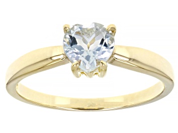 Picture of Heart Shape Aquamarine 10k Yellow Gold Ring 0.52ctw