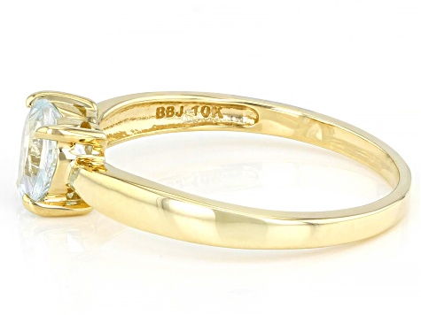 Heart Shape Aquamarine 10k Yellow Gold Ring 0.52ctw