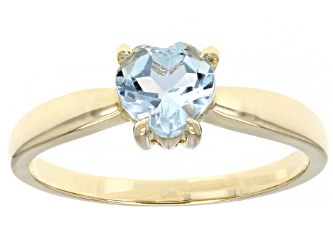 Sky Blue Topaz 10K Yellow Gold Solitaire Heart Ring 0.75ct