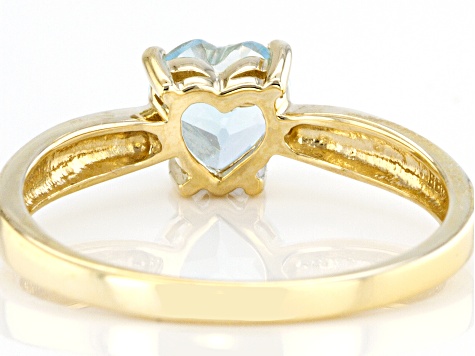 Sky Blue Topaz 10K Yellow Gold Solitaire Heart Ring 0.75ct