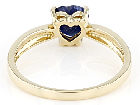 Blue Heart Shape Sapphire 10k Yellow Gold Ring 0.75ctw