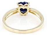 Blue Heart Shape Sapphire 10k Yellow Gold Ring 0.75ctw