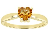 Yellow Citrine 10k Yellow Gold Solitaire Ring .60ct