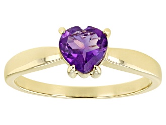 Purple Amethyst 10k Yellow Gold Solitaire Ring .55ct