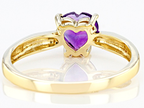 Purple Amethyst 10k Yellow Gold Solitaire Ring .55ct