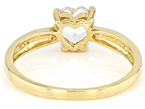 Heart Shaped White Topaz 10k Yellow Gold Heart Ring 0.75ctw