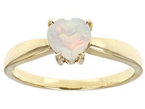 Heart Shaped Ethiopian Opal 10k Yellow Gold Heart Ring 0.30ctw