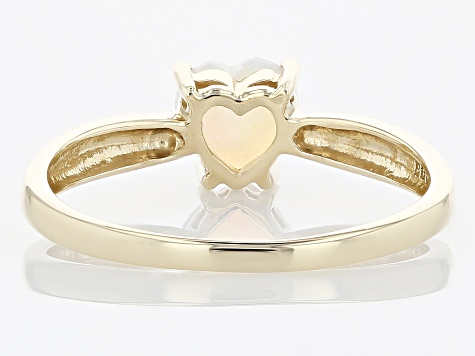 Heart Shaped Ethiopian Opal 10k Yellow Gold Heart Ring 0.30ctw