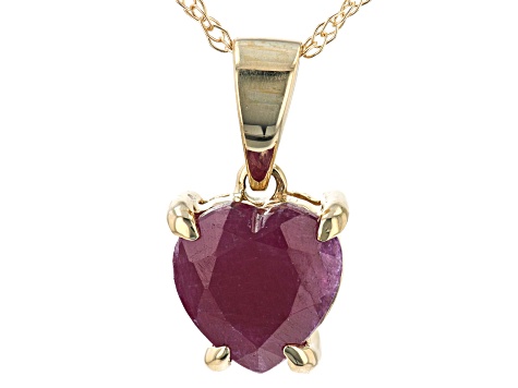 Red Ruby 10k Yellow Gold Pendant With Chain .75ct