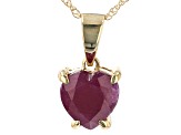 Red Ruby 10k Yellow Gold Pendant With Chain .75ct