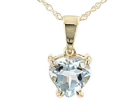 Blue Aquamarine 10k Yellow Gold Pendant With Chain .55ct