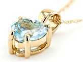 Blue Aquamarine 10k Yellow Gold Pendant With Chain .55ct