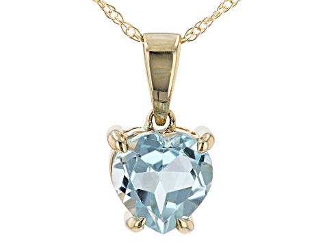 Sky Blue Glacier Topaz 10k Yellow Gold Pendant With Chain .75ct ...