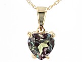 Blue Lab Created Alexandrite 10k Yellow Gold Pendant With Chain .88ct