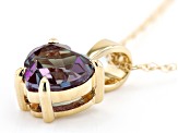 Blue Lab Created Alexandrite 10k Yellow Gold Pendant With Chain .88ct