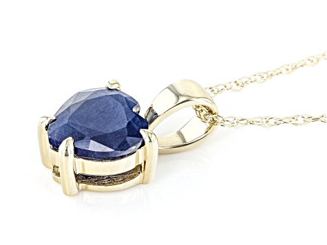 Blue Sapphire 10K Yellow Gold Pendant With Chain 0.75ct