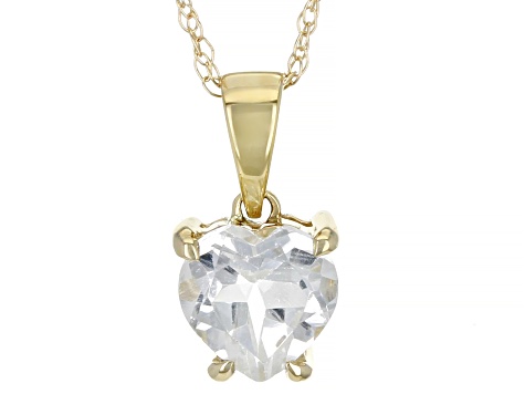 White Topaz 10K Yellow Gold Pendant With Chain 0.75ct