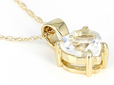 White Topaz 10K Yellow Gold Pendant With Chain 0.75ct