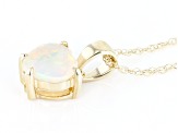 Multi Color Opal 10K Yellow Gold Pendant With Chain 0.30ct