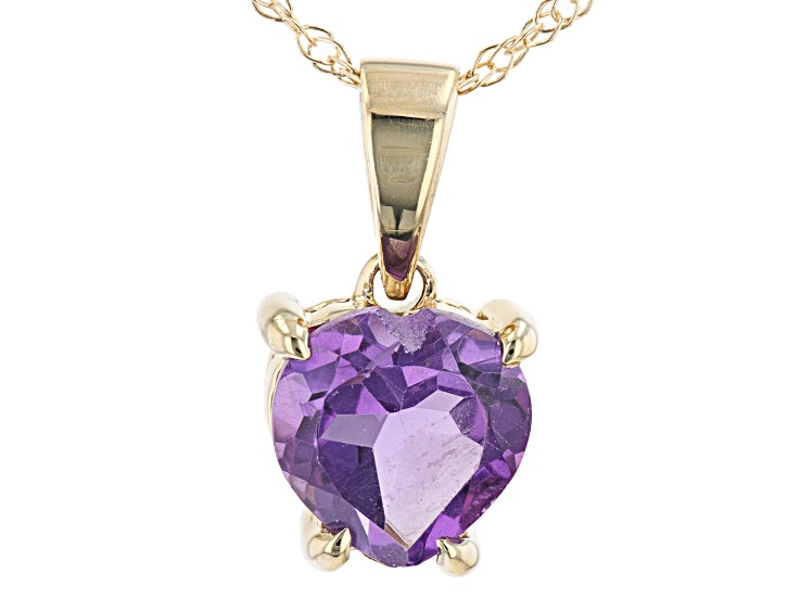 Purple African Amethyst 10k Yellow Gold Pendant With Chain .55ct