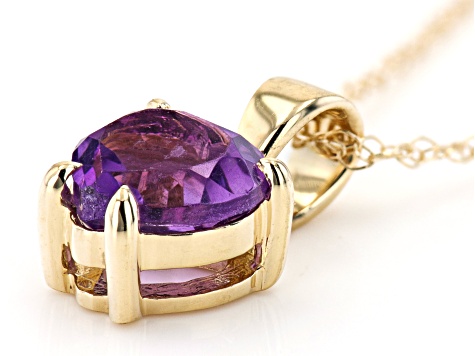 Purple African Amethyst 10k Yellow Gold Pendant With Chain .55ct