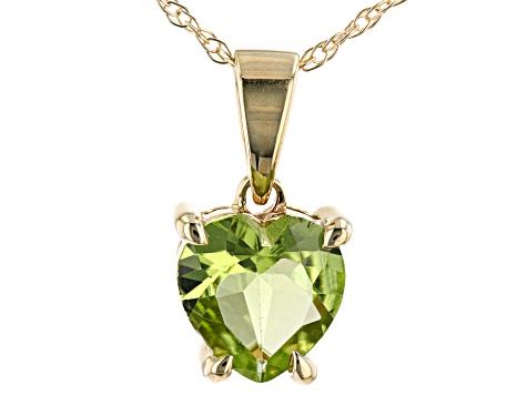 Green Manchurian Peridot(TM) 10k Yellow Gold Pendant With Chain  .65ct